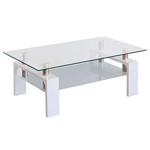 Producto HOGAR24 - Mesa de Centro de Cristal con Patas de Madera