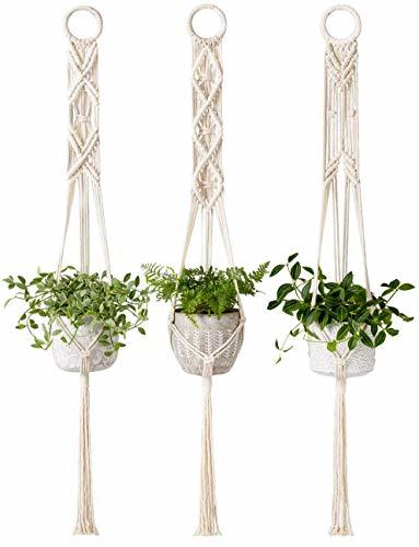 Product Mkouo Macramé Suspensión de Plantas Conjunto de 3 Interior Colgar en la