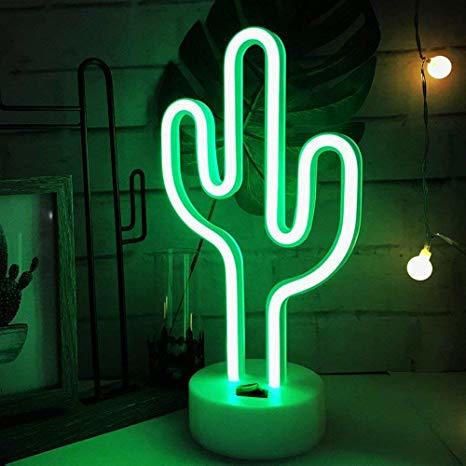 XIYUNTE Cactus Señales luminosas neón Luz de noche