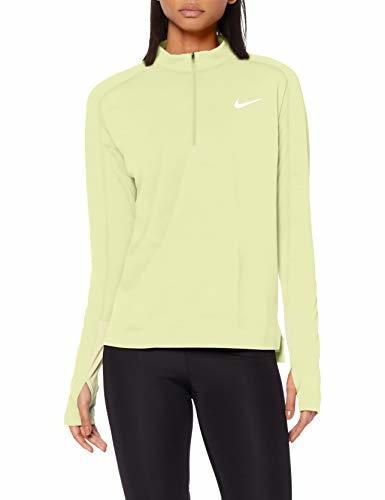 Nike W Nk Pacer Top Hz Long Sleeved T-Shirt, Mujer, Limelight/htr/White/(Reflective silv)