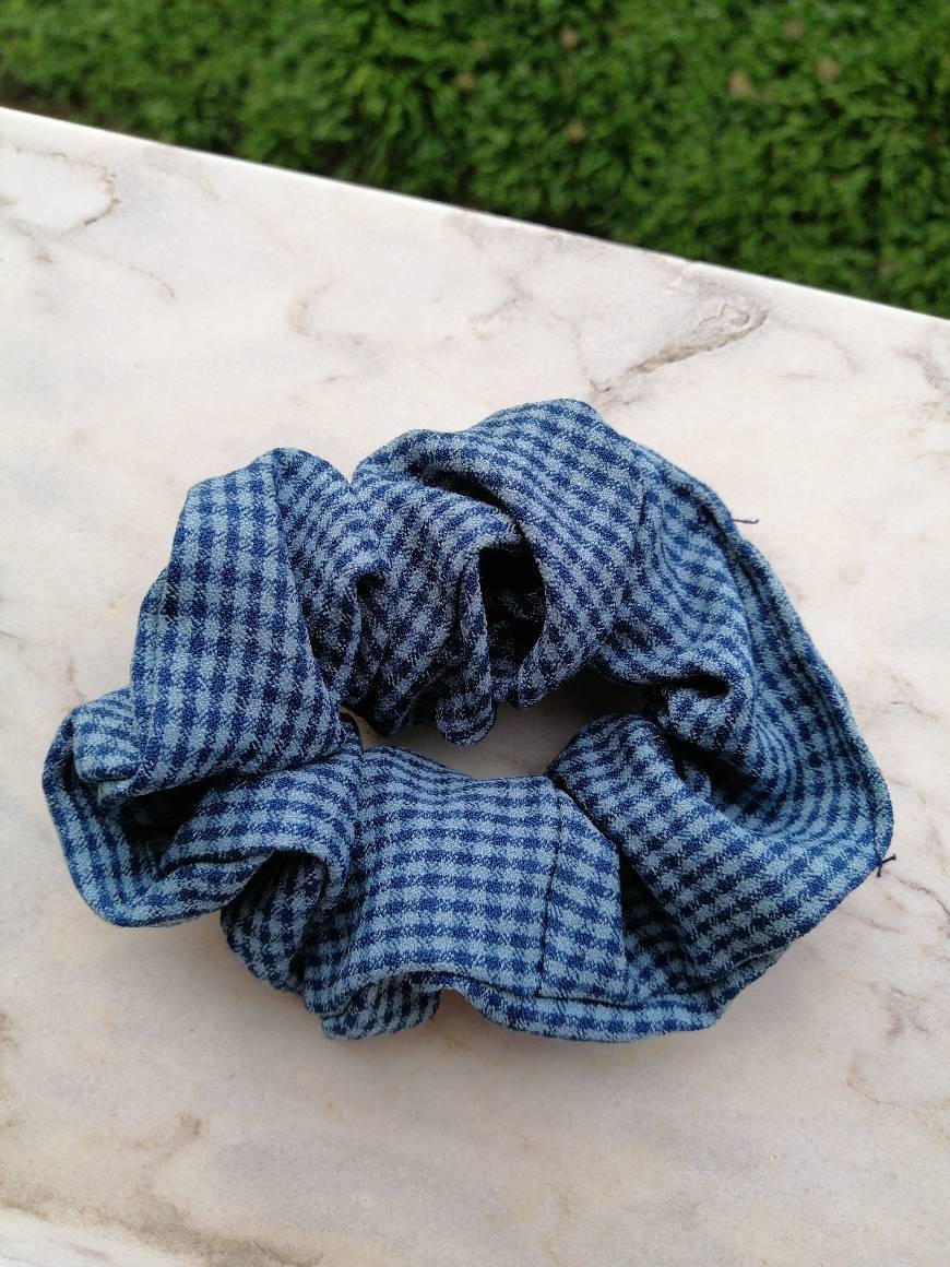 Fashion Scrunchie xadrez tons de azul