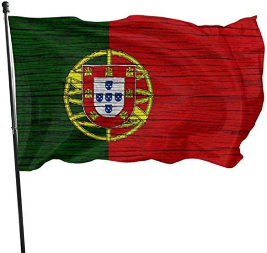 Zikely Seasonal and Holiday Yard Flag Banner Portugal Wooden Texture Portuguese Flag Themed Welcome Party Outdoor Outside Decorations Ornament Picks Home House Garden Yard Decor 3 X 5 Ft Small Flag
