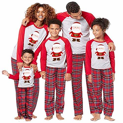 Place BaZhaHei-Navidad Mamá Papá Noel Tops Blusa Pantalones Pijamas Familiares Ropa de Dormir