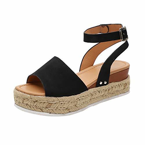 Fashion Sandalias Mujer con Sandalias Wedge Plateau con Correa en el Tobillo Sandalias