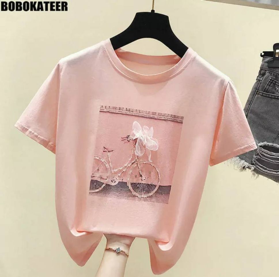 Products Bobokateer moda camiseta feminina verão topos kawaii rosa ca