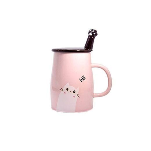 Taza Linda del Gato Taza de café de cerámica con Cuchara de
