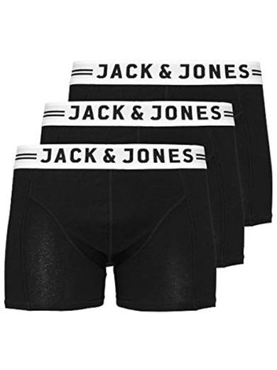 JACK & JONES Sense Trunks 3-Pack Bóxer, Negro, Medium