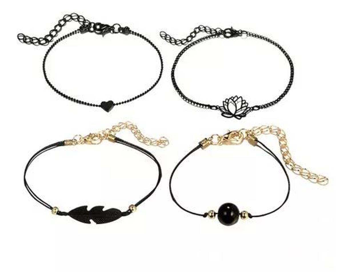 Social Set 4 Pulzera Manilla Brazalete Pluma Hombre-Mujer