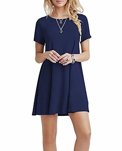 Product YOUCHAN Vestidos Mujer de Camiseta Suelto Casual Cuello Redondo Ocasional Sólida Mini