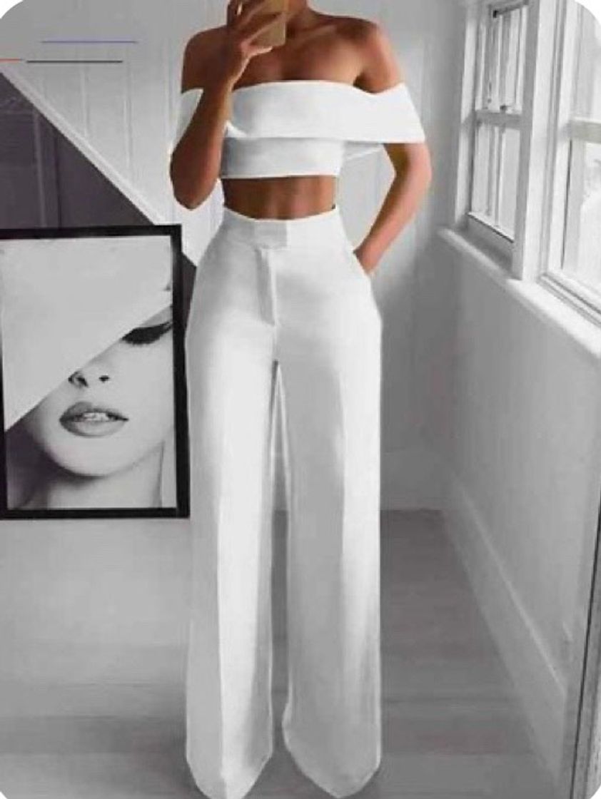 Moda Conjunto calças e top branco 