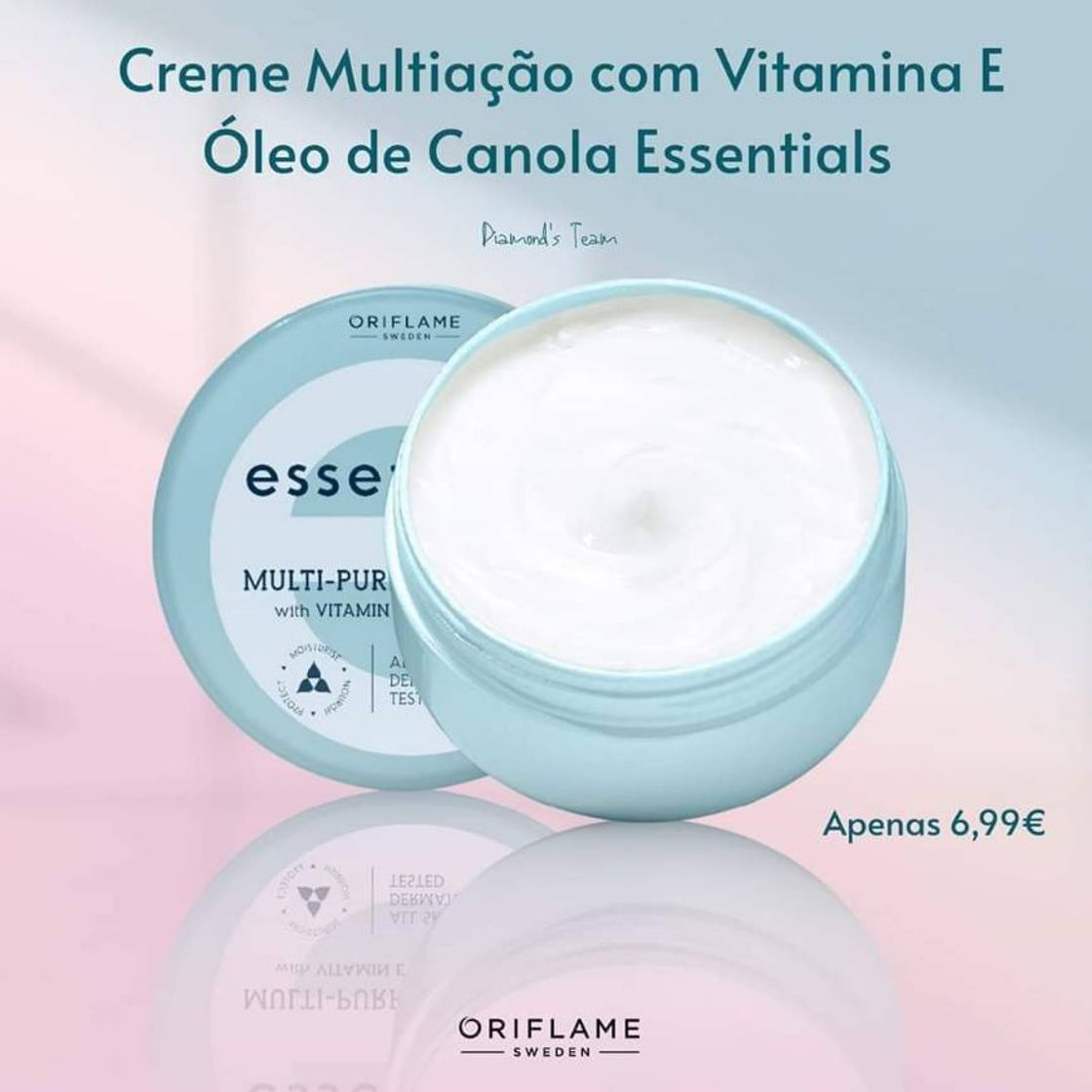 Social Creme de Rosto 🥰 com Vitamina E e Óleo de Canola Essentials