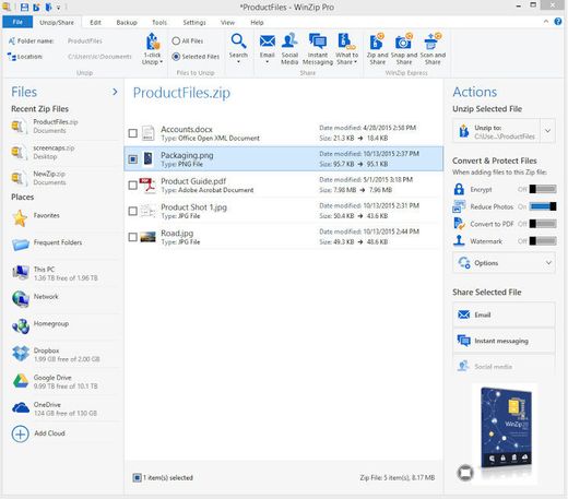 WinZip Pro: zip, unzip & rar