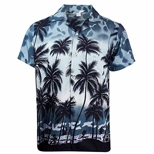 Place ZODOF Camisa Hawaiana Hombre Algodón Talla Manga Corta Muchos Colores Animales Loros