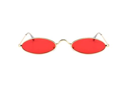 Óculos Oval Redondo Pequeno Trap Hype Retro Vermelho Preto