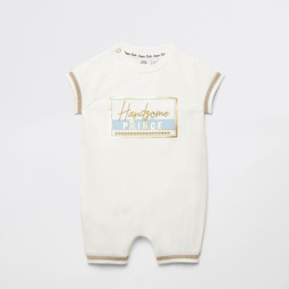 Social Baby ecru 'Handsome Prince' baby grow | River Island