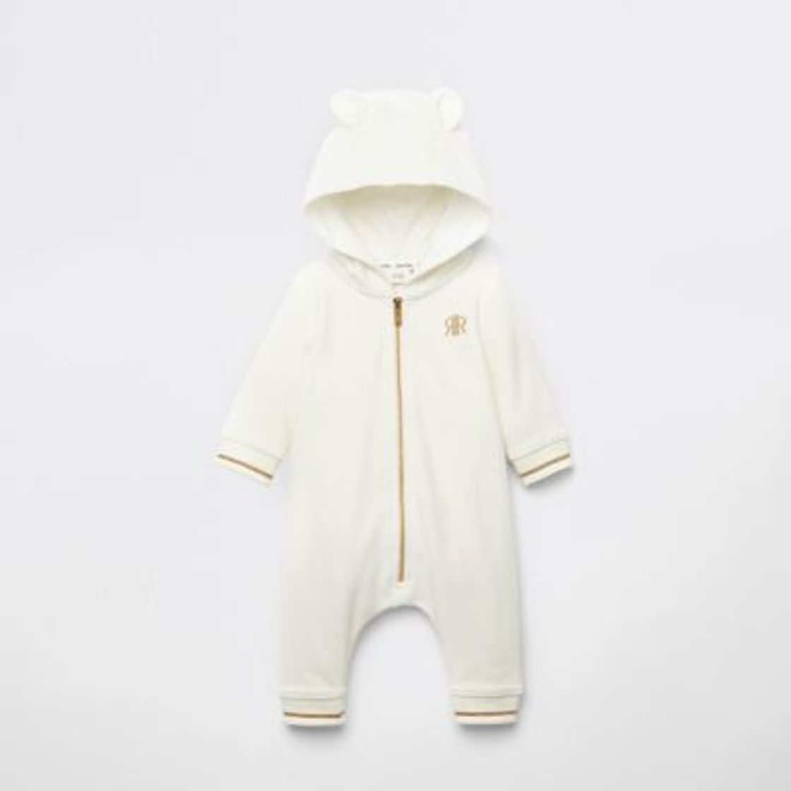 Social Baby cream velour bear all in one | River Island