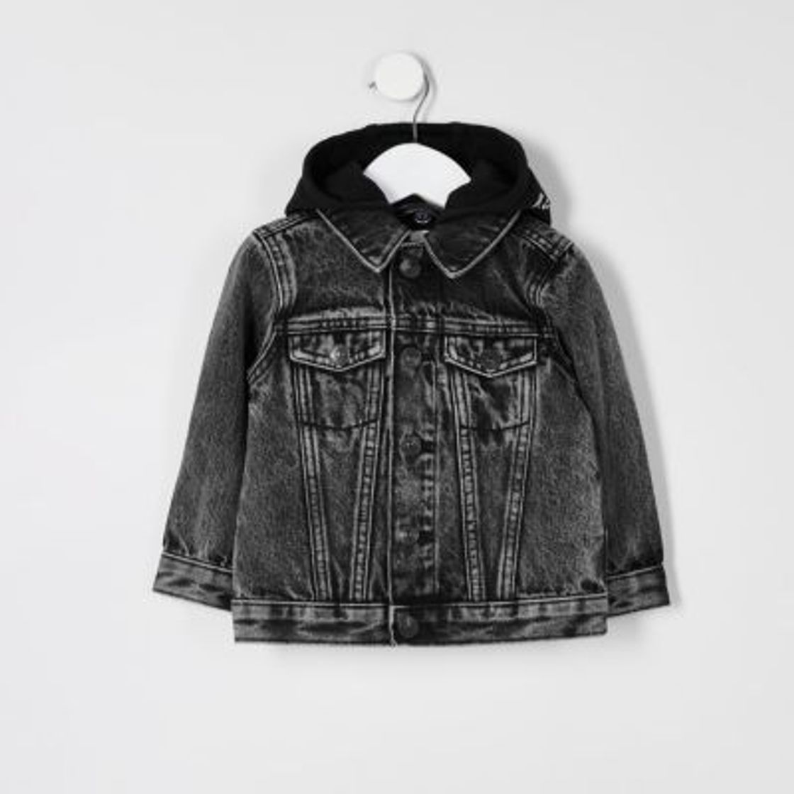 Social Mini boys black Prolific hooded denim jacket | River Island
