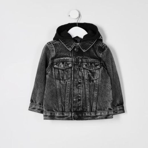 Mini boys black Prolific hooded denim jacket | River Island