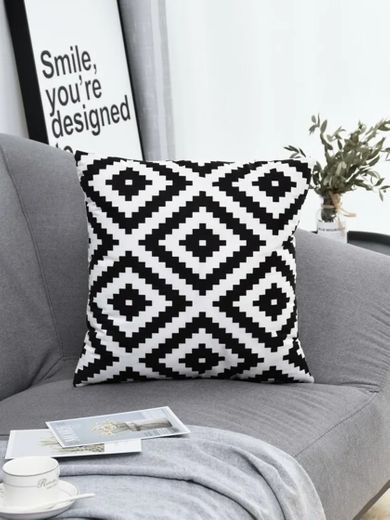 Geometric Pattern Print Cushion Cover | SHEIN UK