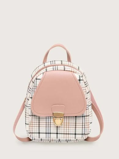 Push Lock Plaid Backpack | SHEIN UK