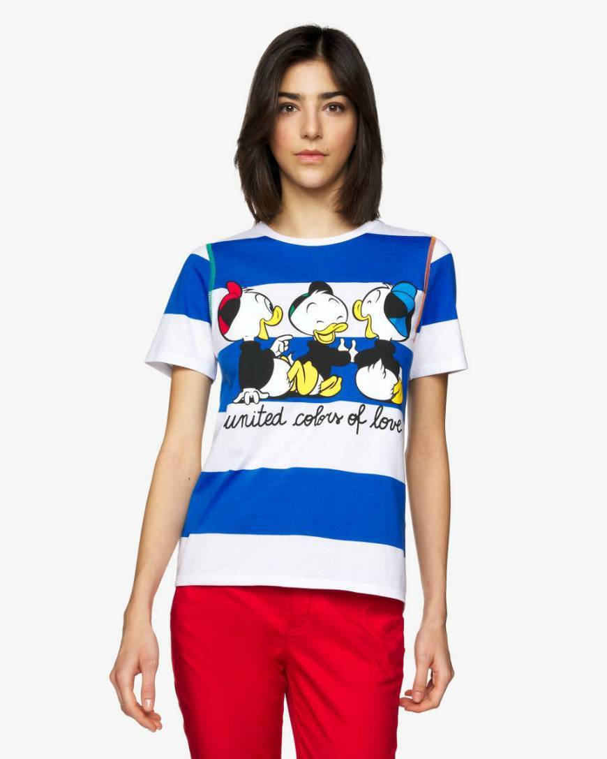 Moda T-shirt "Disney" ás riscas azuis