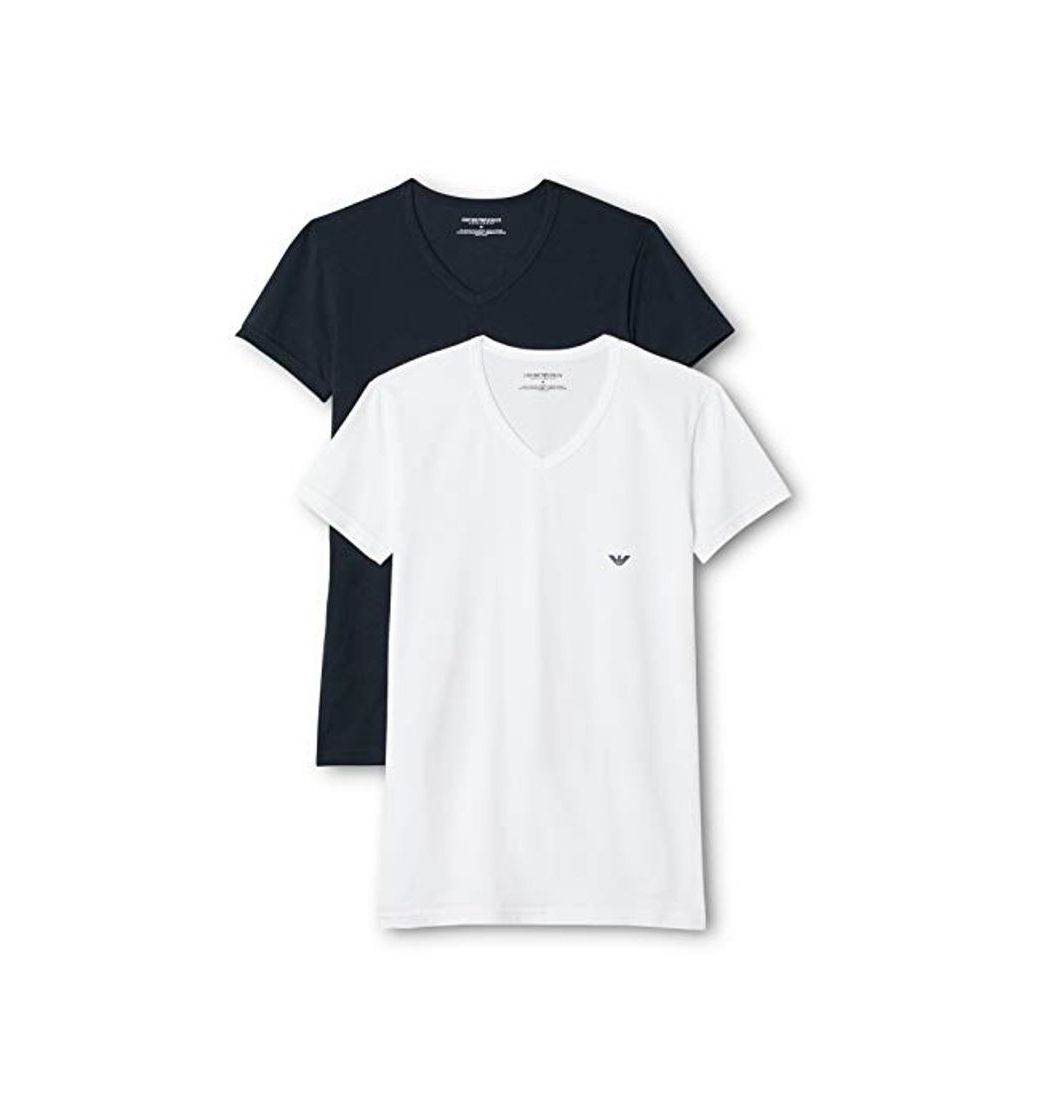 Social Emporio Armani CC717-111512, Camiseta para Hombre, Pack de 2, Multicolor