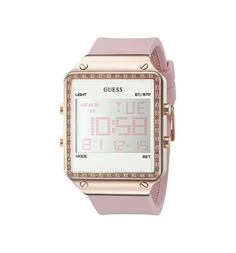 GUESS Reloj digital de silicona resistente a las manchas, con día, fecha,