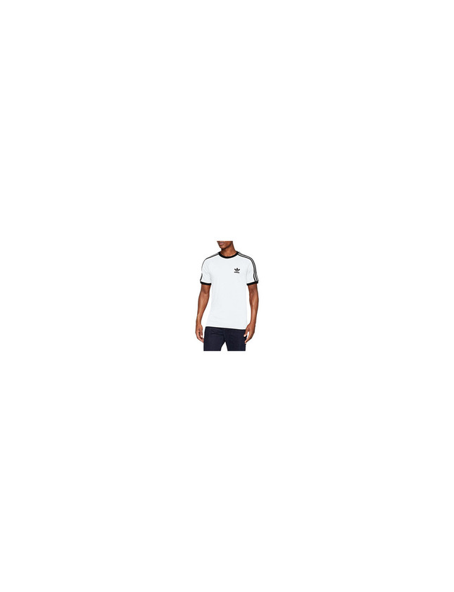 Social adidas Tres Bandas Camiseta de Manga Corta, Hombre, Blanco