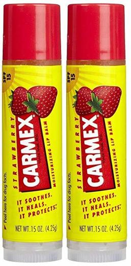 Carmex Strawberry Flavor Moisturizing Lip Balm Stick SPF 15 by Carmex