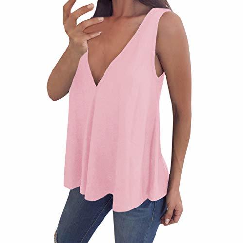 VEMOW Cami Tops Camiseta con Cuello en V para Mujer Camiseta sin