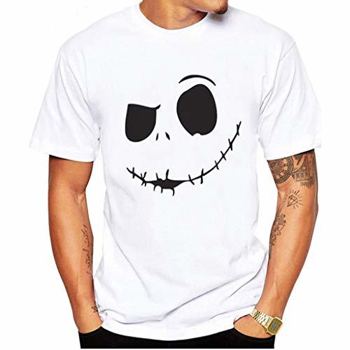 Social Camisetas Hombre Lanskirt Camisas de Manga Corta con Cuello Redondo y Estampado