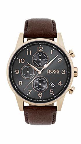 Social Hugo BOSS Reloj Cronógrafo para Hombre de Cuarzo con Correa en Cuero