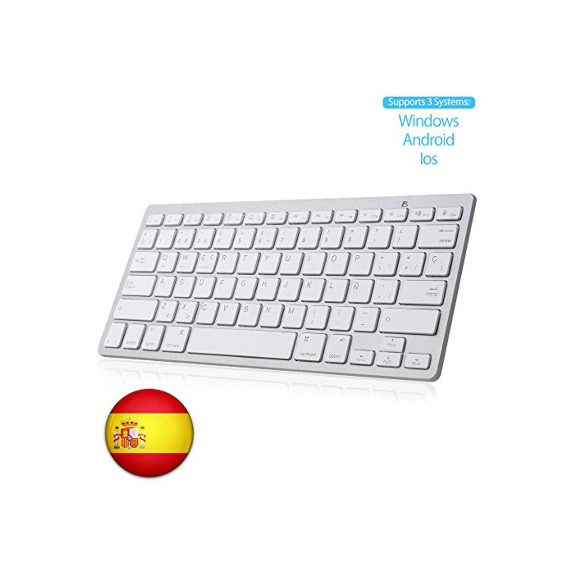 Electrónica SENGBIRCH Teclado Bluetooth Español, Light Teclado Inalámbrico Portátil para iPhone de iOS,