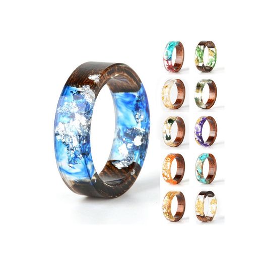 MSYQ Ringwood Resin Ring Transparent Epoxy Ring Handmade Dried Flower Wedding Jewelry