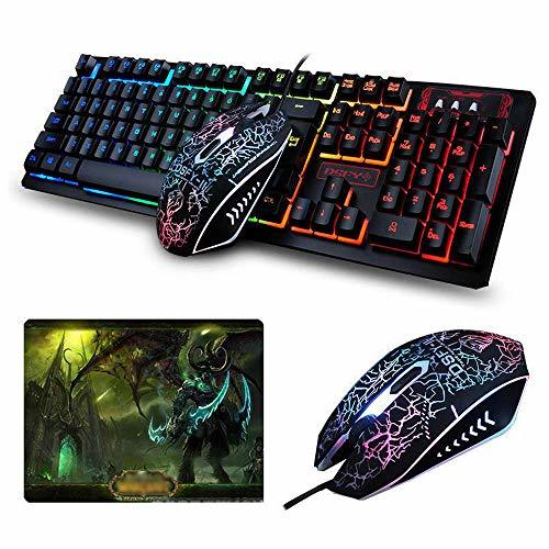 Electronic UrChoiceLtd Teclado Ratón Combo Arco Iris Retroiluminado Multimedia USB Gaming Teclado