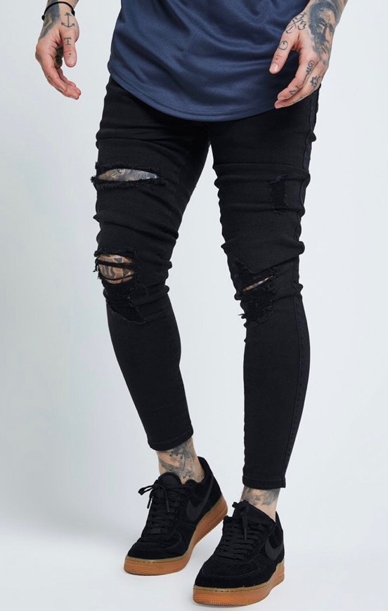 Social SikSilk  Distressed Skinny Jeans – Black