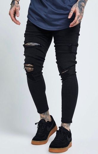 SikSilk  Distressed Skinny Jeans – Black
