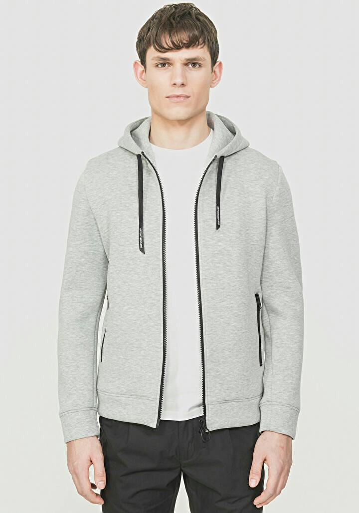 Fashion SOFT-TOUCH SWEATSHIRT IN STRETCH FABRIC WITH TAPE ON HOOD

