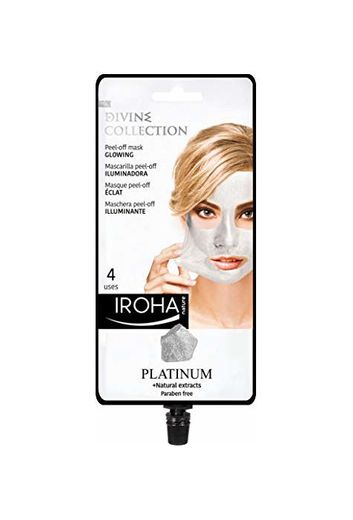 Iroha Nature - Mascarilla Facial Iluminadora Peel Off con Platino, 4 usos