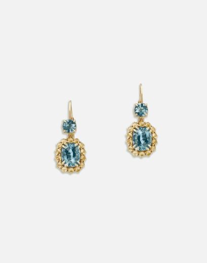 Dolce and Gabbana Gold Earringa with Aquamarines  Sapphires