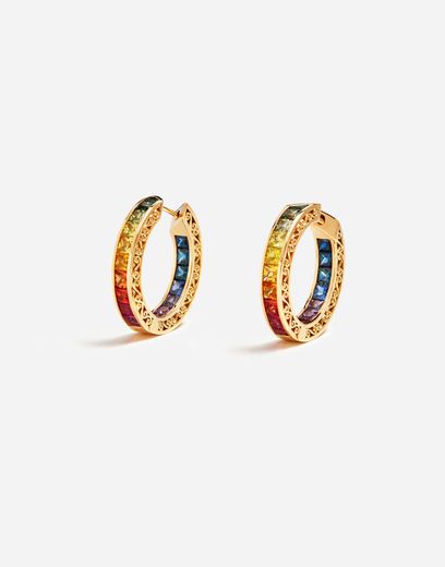 Dolce and Gabbana Multi-Colored Sapphire Hoop Earrings