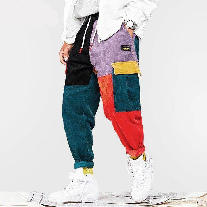 Product Vintage Color Block Corduroy Harem Pants