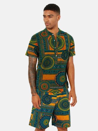 Ethnic Style Short Sleeve with buttons