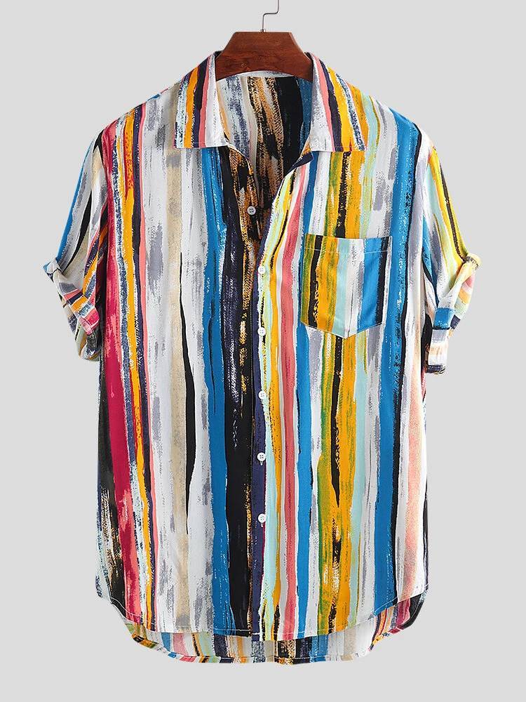 Social Colorfull Loose Short Sleeve Shirt