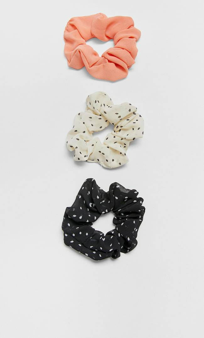 Social Conjunto de 3 scrunchies com bolinhas

