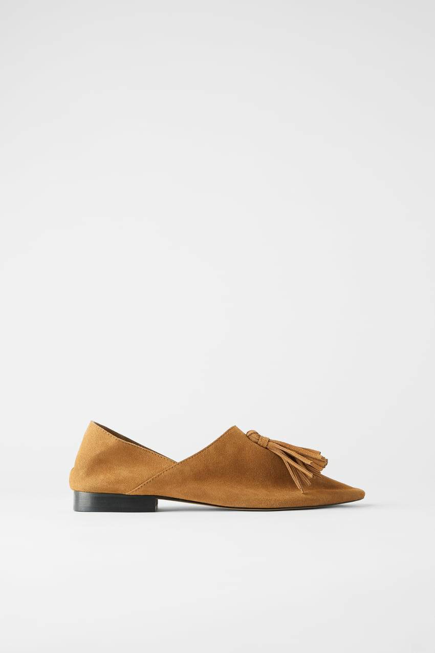 Social Sapato babucha de pele com borlas