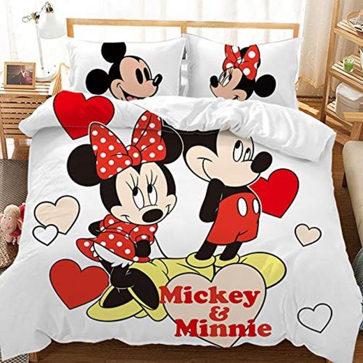 HLSM Disney Mickey Minnie - Juego de cama de microfibra y dos