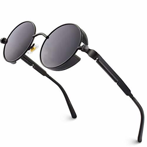 Product GQUEEN Steampunk redonda Retro Metálico gafas de sol polarizadas para hombres y