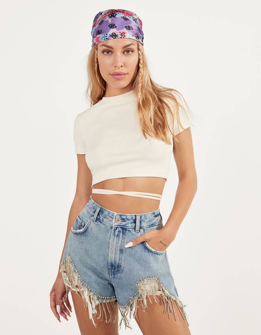 Moda BERSHKA Short denim strass