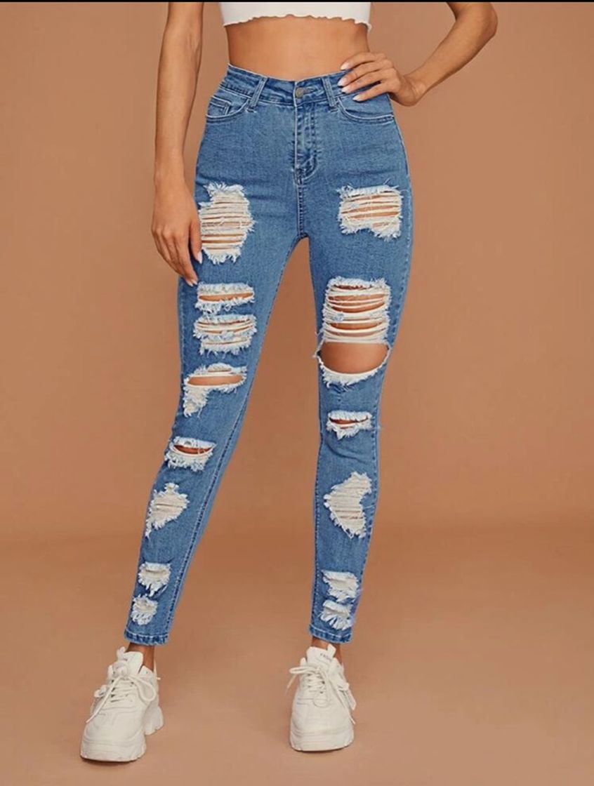 Moda Botão simples ocasional jeans 